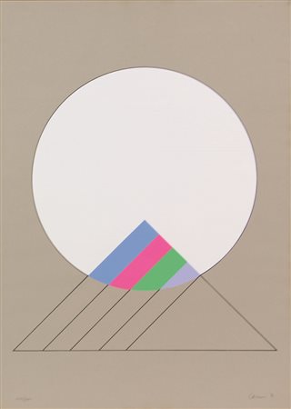 Eugenio Carmi, Senza titolo, 1971, litografia su carta, cm. 70x50, es....