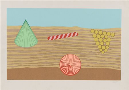 Lucio Del Pezzo, Senza titolo, litografia su cartone, cm. 63x83 (lastra cm....