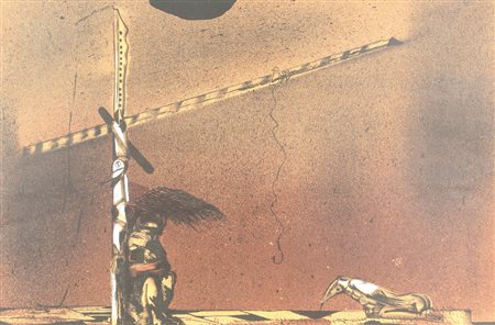 Gaston Orellana, El Paso, (1980), litografia su carta, cm. 50x70, es. prova...