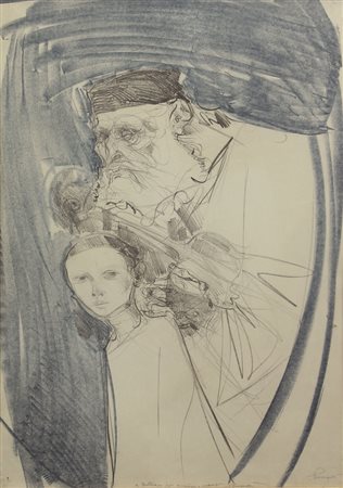 Trento Longaretti, Senza titolo, litografia su carta, cm. 70x50, es. 79/90,...