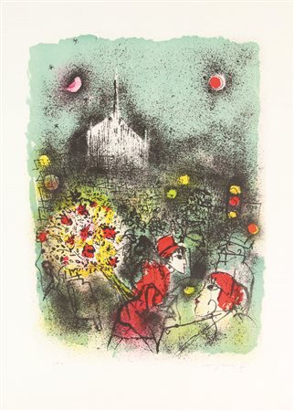 Franco Rognoni, Notturno. Milano, (1980 circa), litografia su carta, cm....