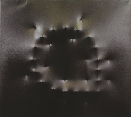 Omar Ludo, Senza titolo, tela estroflessa, cm. 83x93, firmato al fianco e al...