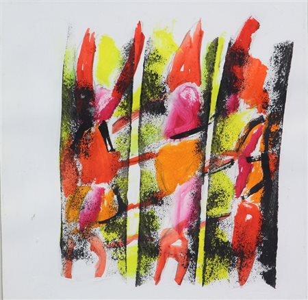 Ignazio Moncada, Astratto, 1996/1997, tecnica mista su cartoncino, cm. 20x20,...