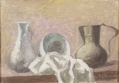 Cristoforo De Amicis, Senza titolo, olio su tela, cm. 25x35, firmato in basso...