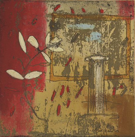 Luca Giovagnoli, Dopo Poco, 2004, tecnica mista su tela, cm. 40x40, firmato...