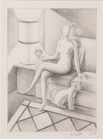 Mark Kostabi, Your Future for a Small Fee, 2014, grafite su carta, cm. 29x22,...