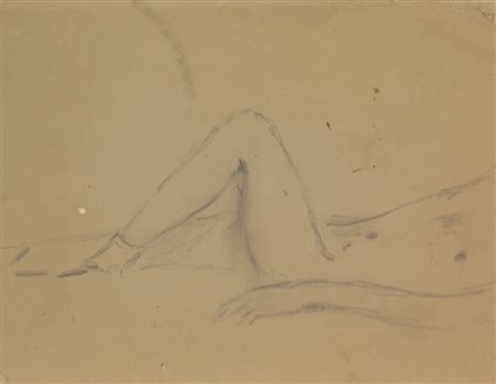 Filippo De Pisis, Nudo Seduto (fronte) - Nudo Disteso (retro), matita su...