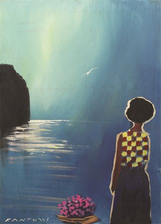 Eliano Fantuzzi, Senza titolo, olio su tela, cm. 70x50, firmato in basso a...