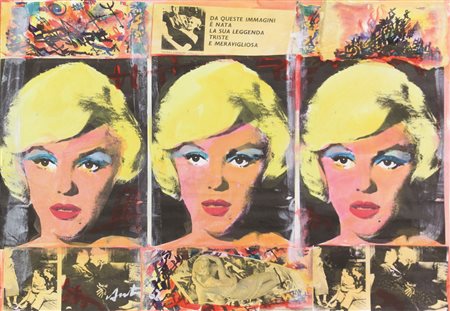 Filippo Auti, Senza titolo, tecnica mista e collage su cartone, cm. 50x72,...