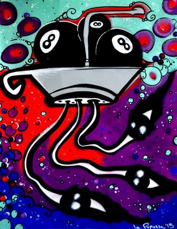 La Pupazza Tricase 1985 Il macina otto Tecnica mista su tavola 50x70...