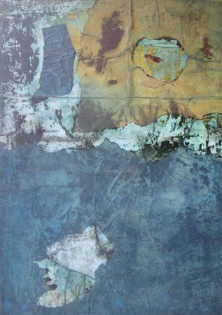 Domenico Grande Trani 1976 I love you golden blue 2015 Tecnica mista su tela...