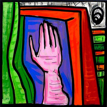 GIOVANNI TRIMANI ROMA 1974 IDENTITA' 2015 ACRILICO SU LINEOLEUM 35x35...