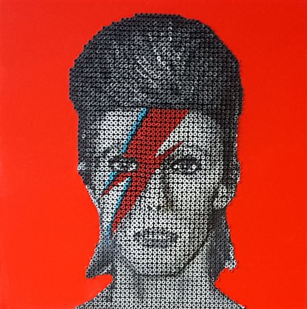 Drill Monkeys Borgomanero 1983 David Bowie 3D 2016 Acrilico su viti 60x60...