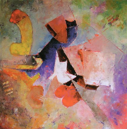 ENZO IGINO BRUNIALTI GENOVA 1939 Su piani diversi 2012 Olio su tela 100x100...