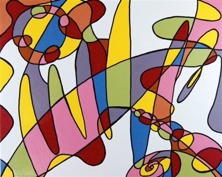 Gennaro Mele Napoli 1972 Multiverso 2015 smalto su tela 40x50 Certificato di...