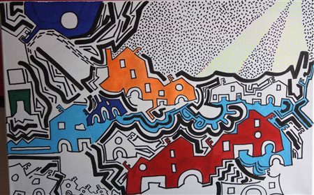 salvo maria modica 1966 life machine 2014 acrilici su tela 40x60 Certificato...