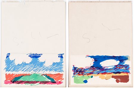 MARIO SCHIFANO (Homs 1934 - Roma 1998) Senza titolo, fine anni '70 Coppia di...