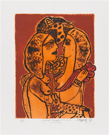 CORNEILLE (Lieg 1922- Auvers-sur-Oise 2010) Les amies, 1987 Litografia a...