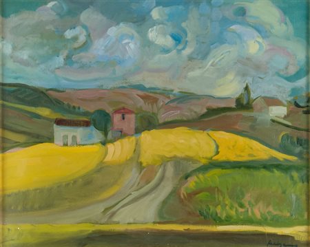 VINCENZO BALSAMO (Brindisi 1935) Paesaggio, anni '60 Olio su tela, cm. 40 x...