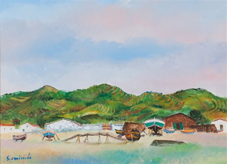 GIOVANNI OMICCIOLI (Roma 1901 - 1975) Cantiere di Mastro Giuseppe, 1970 Olio...