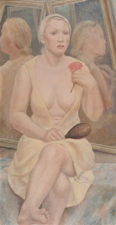 GUGLIELMO JANNI (Roma 1892 - 1968) La Vanità, 1934 Olio su tela, cm. 123 x 66...