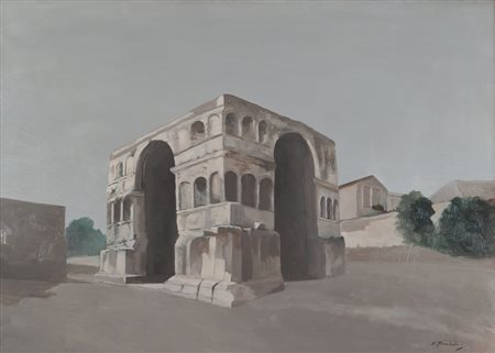 FRANCESCO TROMBADORI (Siracusa 1886 - Roma 1961) Arco di Giano, 1953 Olio su...