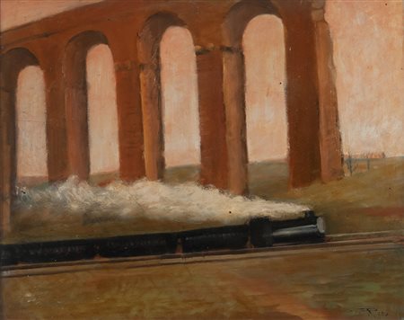 PIPPO RIZZO (Corleone 1897 - Palermo 1961) Vecchio Trenino, anni '50 Olio su...