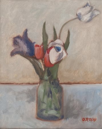 OTTONE ROSAI (Firenze 1895 - Ivrea 1957) Fiori nel vaso, 1954 ca. Olio su...
