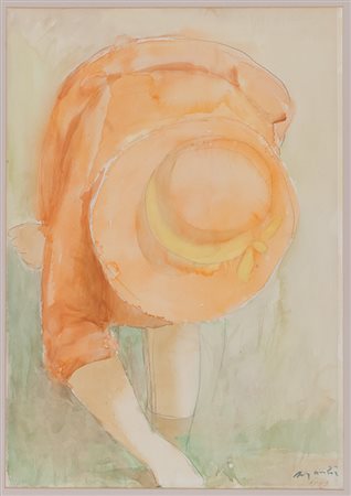 GIACOMO MANZÚ (Bergamo 1908 - Roma 1991) La Mondina, 1943 Acquerello su...