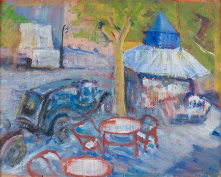 BEPPE GUZZI (Genova 1902 - Roma 1982) Paesaggio urbano, 1949 Tempera su...