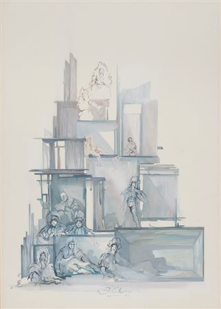 FABRIZIO CLERICI (Milano 1913 - Roma 1993) Grande tribunale, 1948 Tempera su...