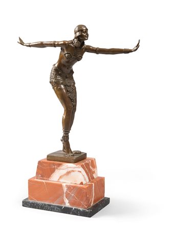 DEMETRE CHIPARUS (Romania 1888 - 1950) Ballerina Scultura in bronzo con base...