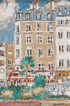 ORFEO TAMBURI (Jesi 1906 - Parigi 1994) Parigi Tempera su tela, cm. 29 x 19,5...