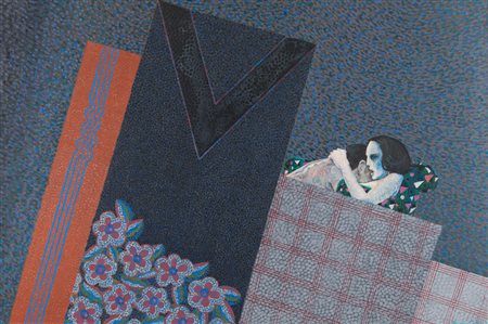 BRUNO CARUSO (Palermo 1927) Dietro il paravento, 1971 Olio su tela, cm. 120 x...