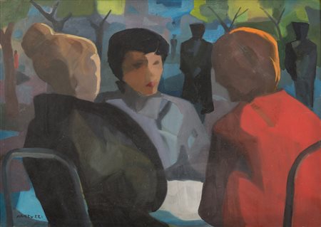 ELIANO FANTUZZI (Modena 1909 - Verona 1987) Caffè, 1952 Olio su tela, cm....