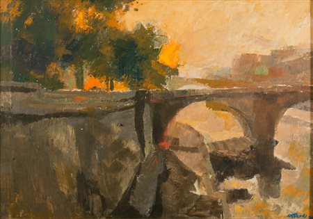 UGO ATTARDI (Sori di Genova 1923 - Roma 2006) Lungotevere, 1996 Olio su lino,...