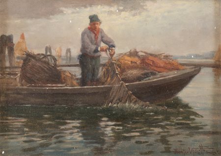 ENRICO VIZZOTTO (Oderza 1880 - Padova 1976) Pescatore, 1921 Olio su...