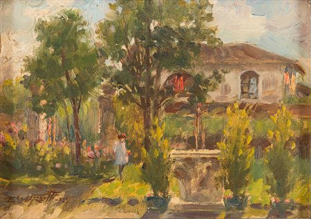 ENRICO VIZZOTTO (Oderza 1880 - Padova 1976) Paesaggio, 1925 Olio su...