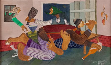 MARTIN JONÁS (Kovacica 1924-1996) Senza titolo, 1969 Olio su tela, cm. 28,5 x...