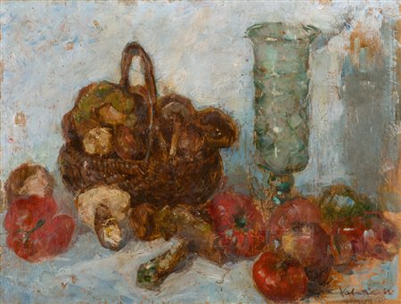 GIOVANNI VALENTINELLI (Treviso XX secolo) Natura morta Olio su tela, cm. 50 x...