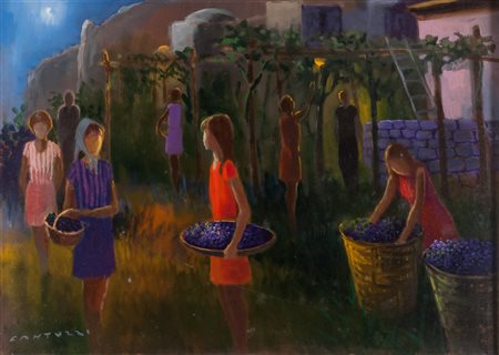 ELIANO FANTUZZI (Modena 1909 - Verona 1987) Vendemmia Olio su tela, cm. 50 x...