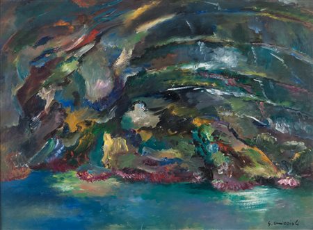 GIOVANNI OMICCIOLI (Roma 1901 - 1975) Grotta delle barche, 1957 Olio su...