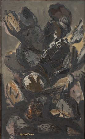 ENRICO ACCATINO (Genova 1920 - Roma 2007) Fichi d'india, anni '50 Olio su...