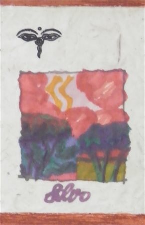 SALVO LEONFORTE 1947 SENZA TITOLO TECNICA MISTA SU CARTA GIAPPONESE cm 26,5 x...