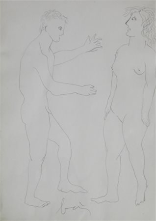 BAJ ENRICO MILANO 1924 MILANO 2003 FIGURE, 1953 MATITA SU CARTA cm 33 x 23,5...