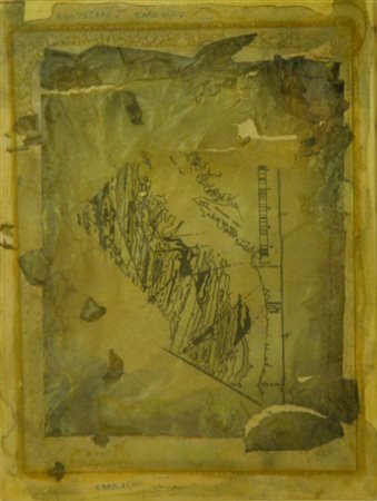 COSTA CLAUDIO ALBANIA 1942 GENOVA 1995 LANDSCAPE SIMULACRO TECNICA MISTA SU...