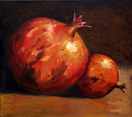 Peter Bostoen 1960, Roeselare - [Belgio] Punica Granatum olio su legno 35x40...