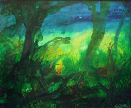 Robert Carroll 1934, Painesville (Ohio) - [USA] Big green tree acrilico su...