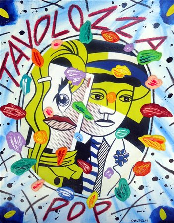 Bruno Donzelli 1941, Napoli (Na) - [Italia] Tavolozza pop olio su tela 50x40...