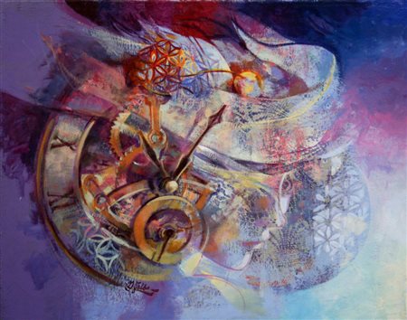 Marisa Falbo 1950, Palermo (Pa) - [Italia] Signora del tempo acrilico su tela...